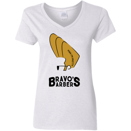 T-Shirts White / S Bravos Barbers Women's V-Neck T-Shirt