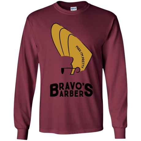 T-Shirts Maroon / YS Bravos Barbers Youth Long Sleeve T-Shirt
