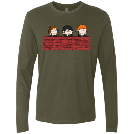 T-Shirts Military Green / S Brick Wall Men's Premium Long Sleeve