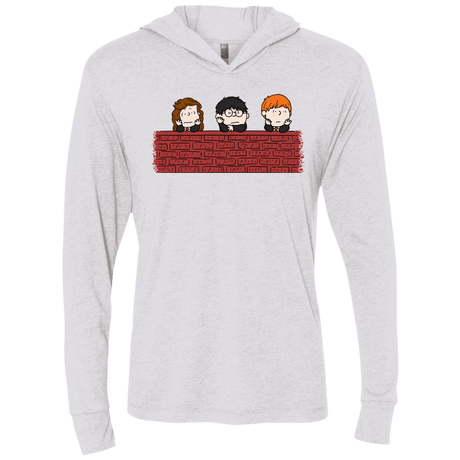 T-Shirts Heather White / X-Small Brick Wall Triblend Long Sleeve Hoodie Tee