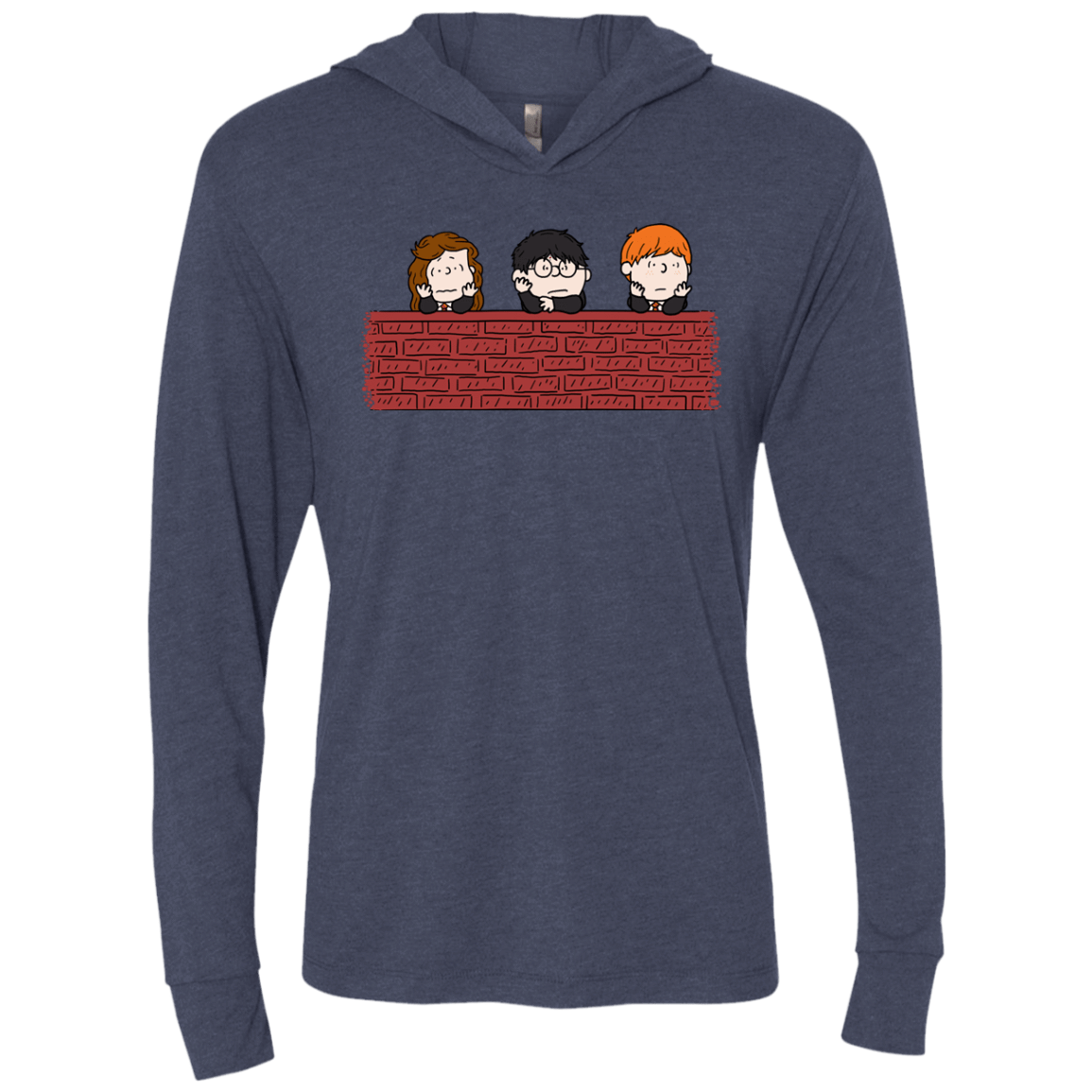 T-Shirts Vintage Navy / X-Small Brick Wall Triblend Long Sleeve Hoodie Tee