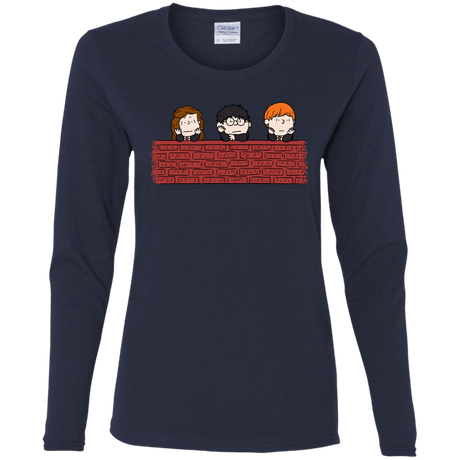 T-Shirts Navy / S Brick Wall Women's Long Sleeve T-Shirt