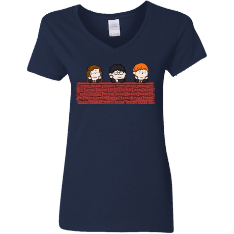 T-Shirts Navy / S Brick Wall Women's V-Neck T-Shirt