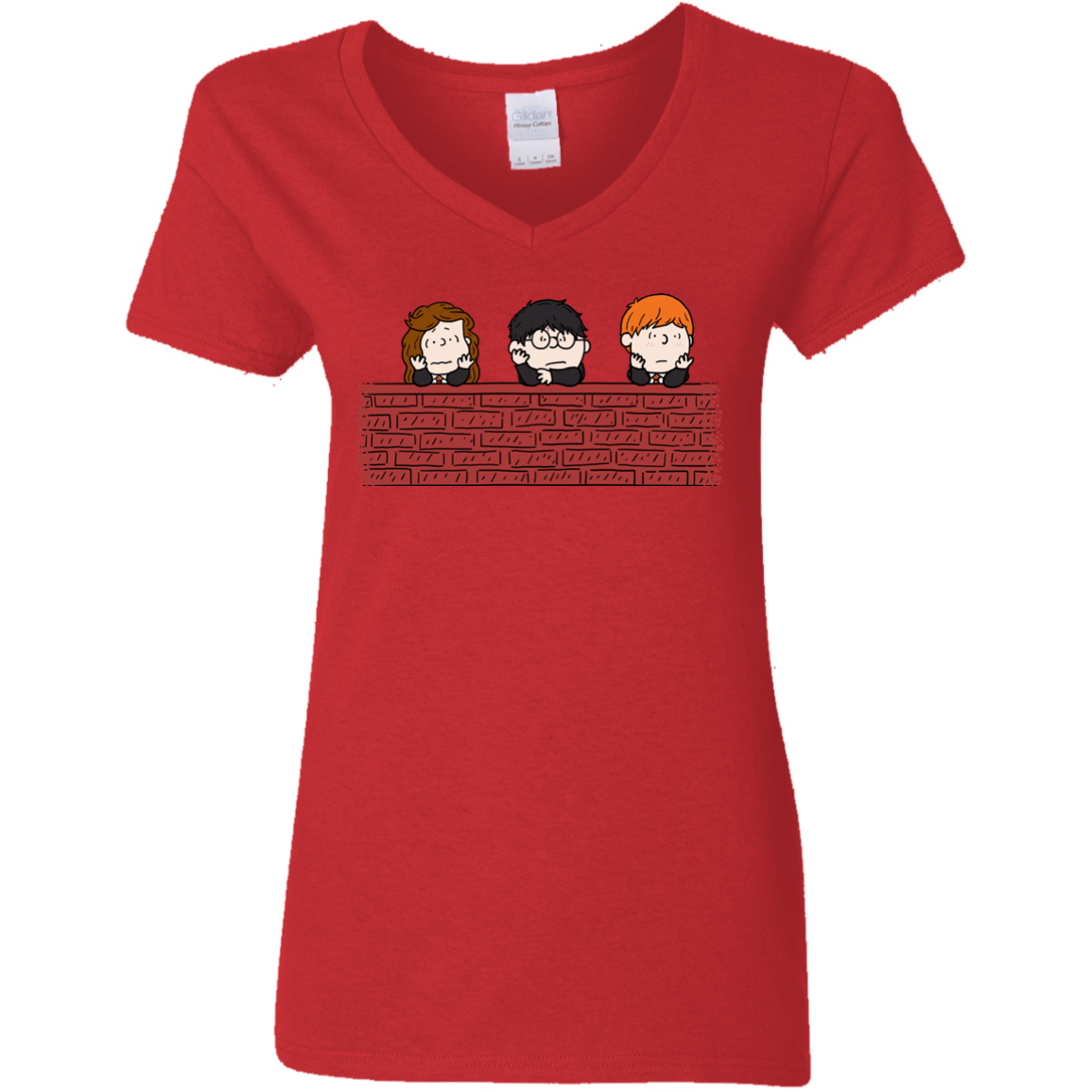 T-Shirts Red / S Brick Wall Women's V-Neck T-Shirt