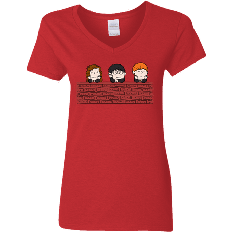 T-Shirts Red / S Brick Wall Women's V-Neck T-Shirt