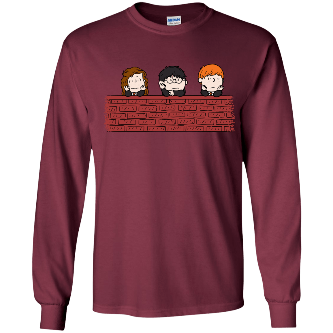 T-Shirts Maroon / YS Brick Wall Youth Long Sleeve T-Shirt