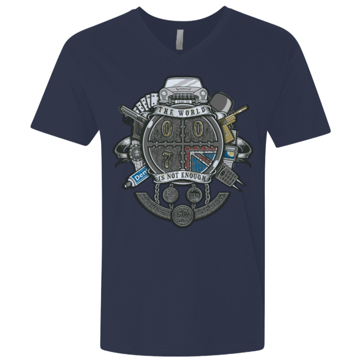 T-Shirts Midnight Navy / X-Small British Spy Crest Men's Premium V-Neck