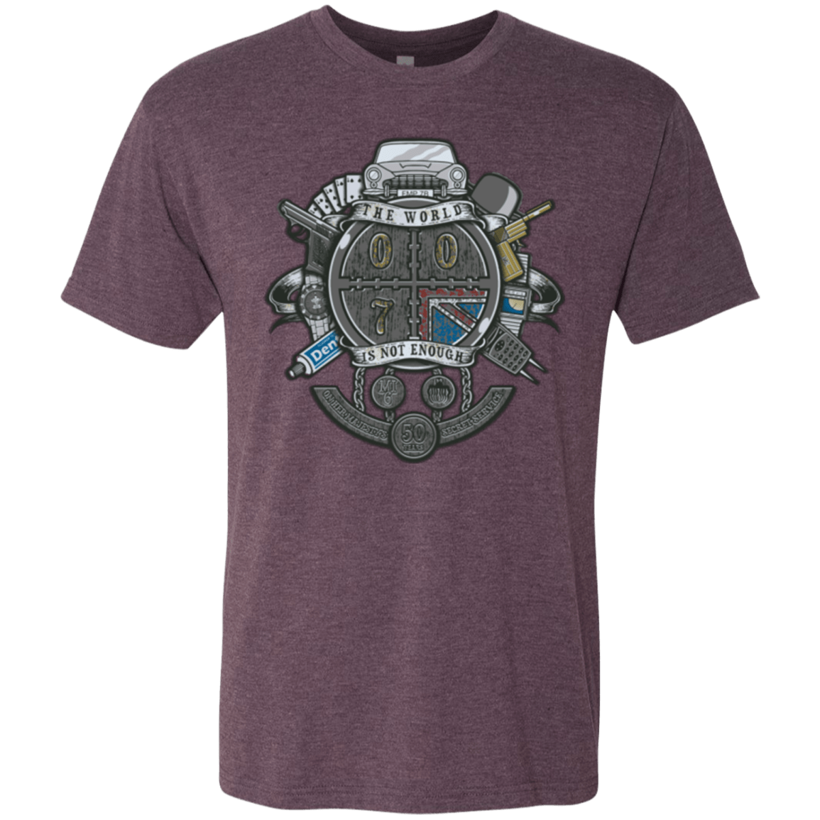 T-Shirts Vintage Purple / Small British Spy Crest Men's Triblend T-Shirt