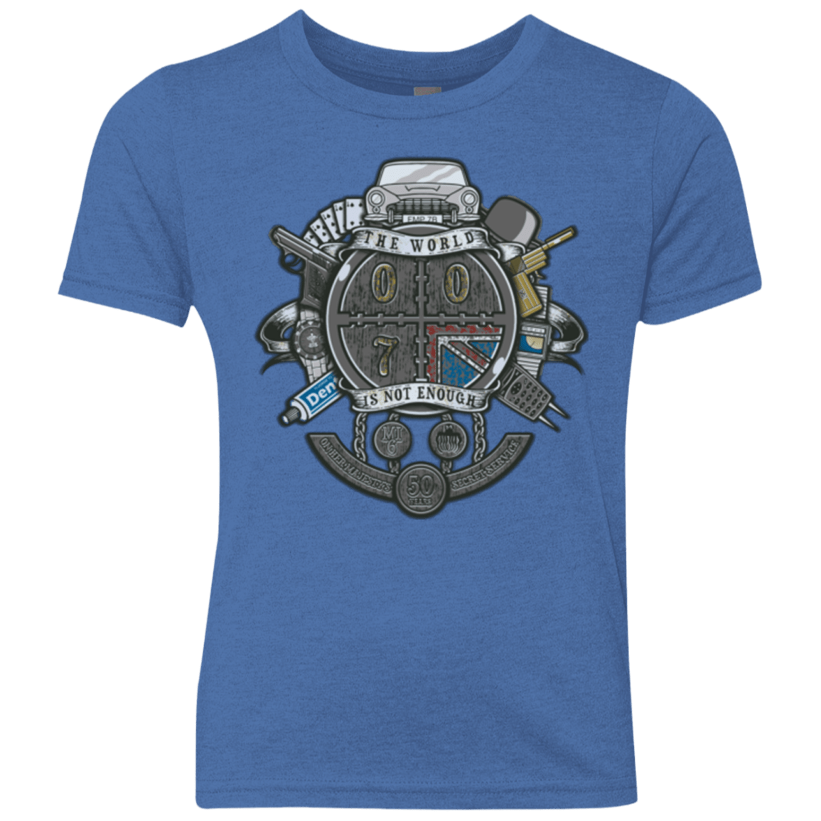 T-Shirts Vintage Royal / YXS British Spy Crest Youth Triblend T-Shirt