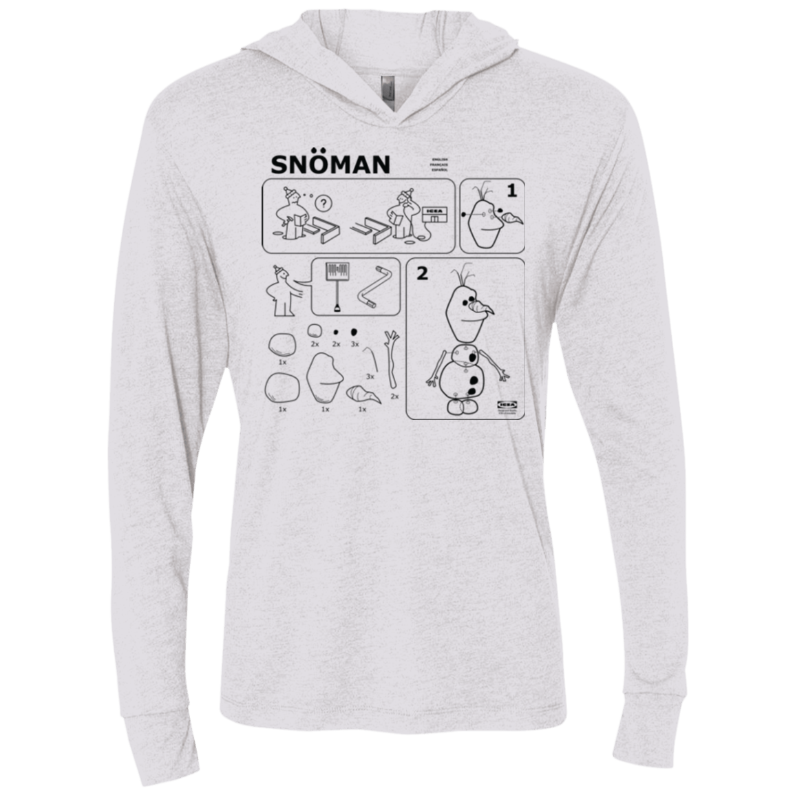 T-Shirts Heather White / X-Small Build a Snowman Triblend Long Sleeve Hoodie Tee