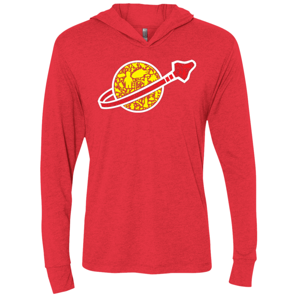 T-Shirts Vintage Red / X-Small Building in Space Triblend Long Sleeve Hoodie Tee