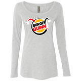 T-Shirts Heather White / Small Burger Quinn Women's Triblend Long Sleeve Shirt