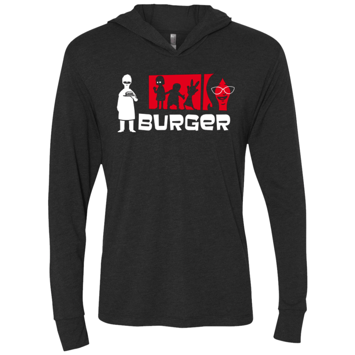 T-Shirts Vintage Black / X-Small Burger Triblend Long Sleeve Hoodie Tee