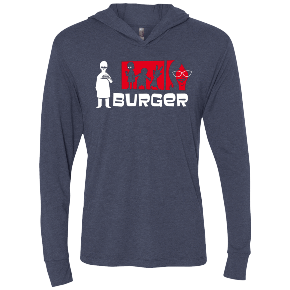 T-Shirts Vintage Navy / X-Small Burger Triblend Long Sleeve Hoodie Tee