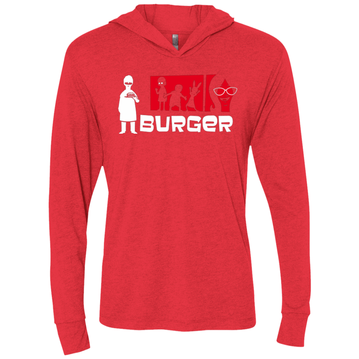 T-Shirts Vintage Red / X-Small Burger Triblend Long Sleeve Hoodie Tee