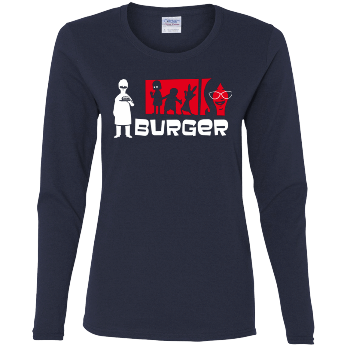 T-Shirts Navy / S Burger Women's Long Sleeve T-Shirt