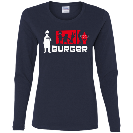 T-Shirts Navy / S Burger Women's Long Sleeve T-Shirt