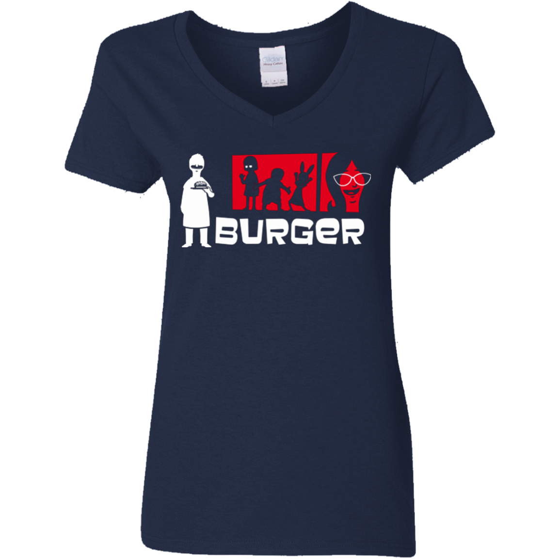 T-Shirts Navy / S Burger Women's V-Neck T-Shirt