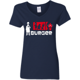 T-Shirts Navy / S Burger Women's V-Neck T-Shirt