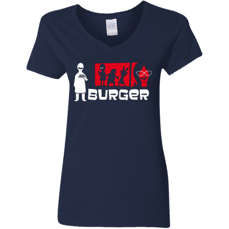 T-Shirts Navy / S Burger Women's V-Neck T-Shirt