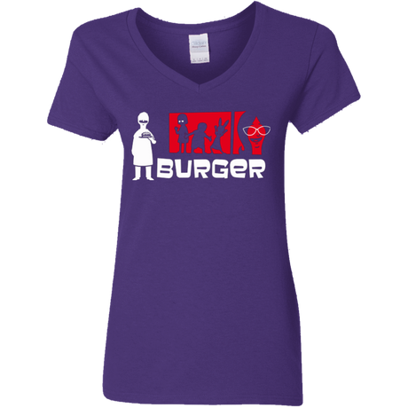 T-Shirts Purple / S Burger Women's V-Neck T-Shirt