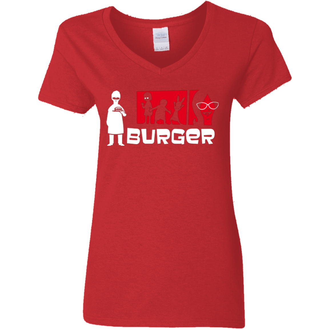 T-Shirts Red / S Burger Women's V-Neck T-Shirt