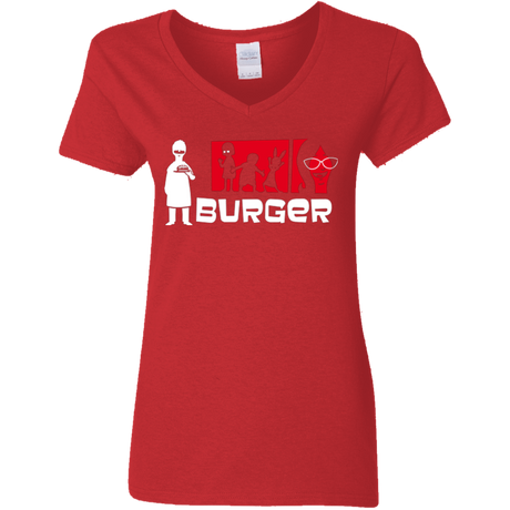 T-Shirts Red / S Burger Women's V-Neck T-Shirt