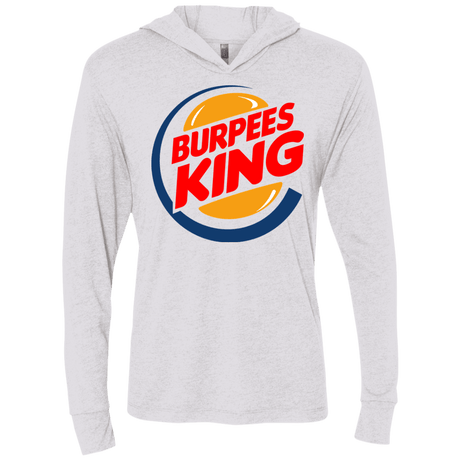 T-Shirts Heather White / X-Small Burpees King Triblend Long Sleeve Hoodie Tee