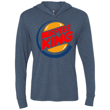 T-Shirts Indigo / X-Small Burpees King Triblend Long Sleeve Hoodie Tee