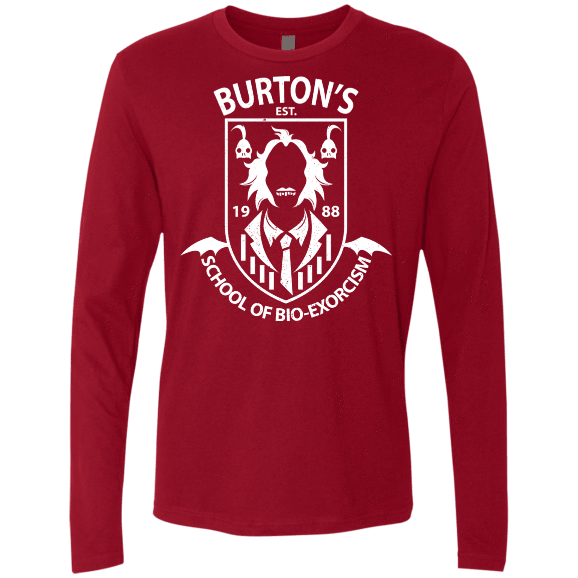 T-Shirts Cardinal / Small Burtons School of Bio Exorcism Men's Premium Long Sleeve