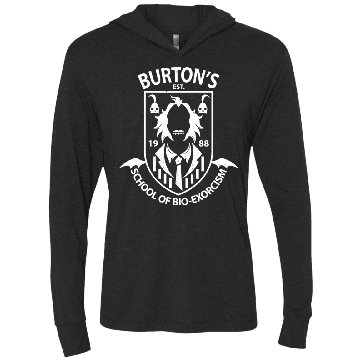 T-Shirts Vintage Black / X-Small Burtons School of Bio Exorcism Triblend Long Sleeve Hoodie Tee