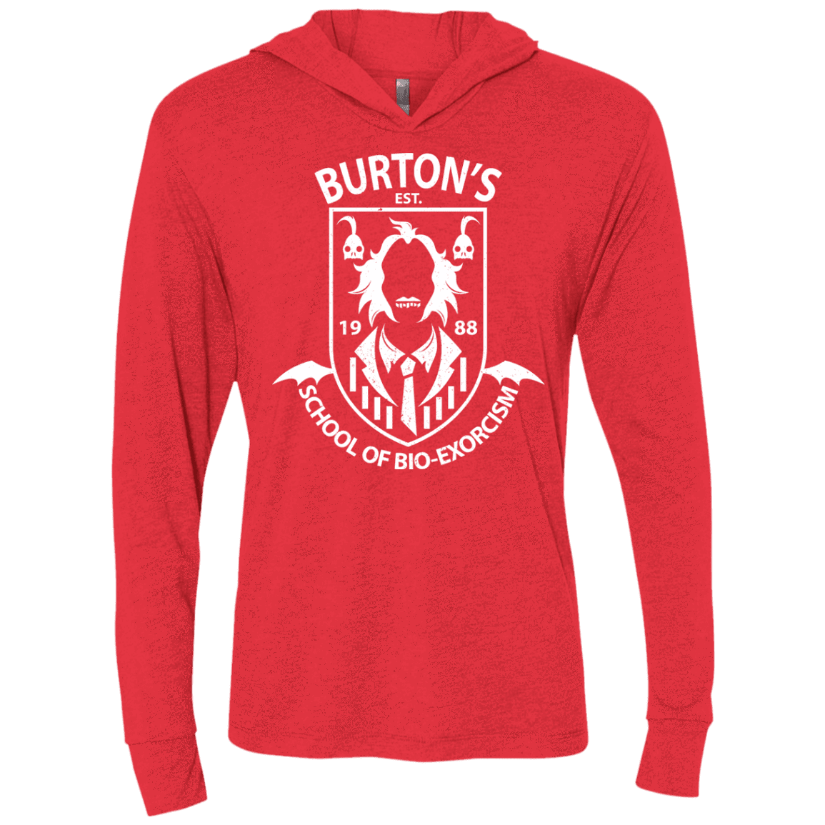 T-Shirts Vintage Red / X-Small Burtons School of Bio Exorcism Triblend Long Sleeve Hoodie Tee