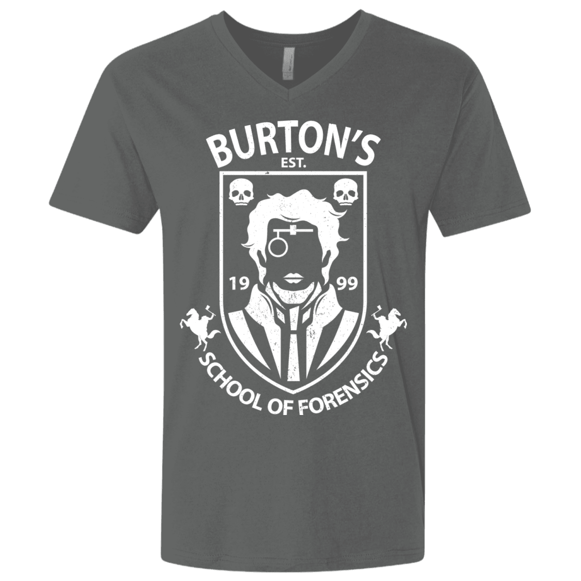 T-Shirts Heavy Metal / X-Small Burtons School of Forensics Men's Premium V-Neck