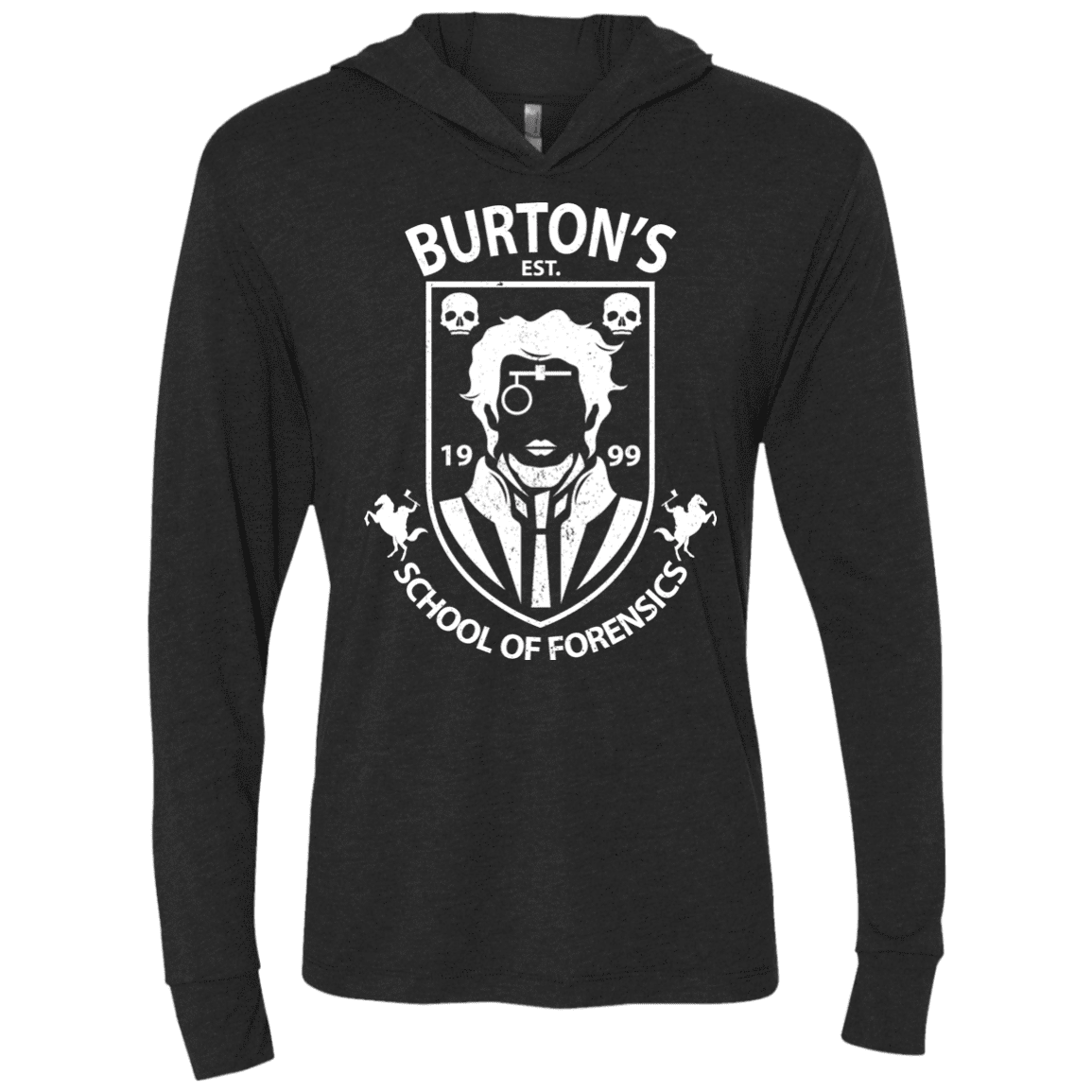 T-Shirts Vintage Black / X-Small Burtons School of Forensics Triblend Long Sleeve Hoodie Tee