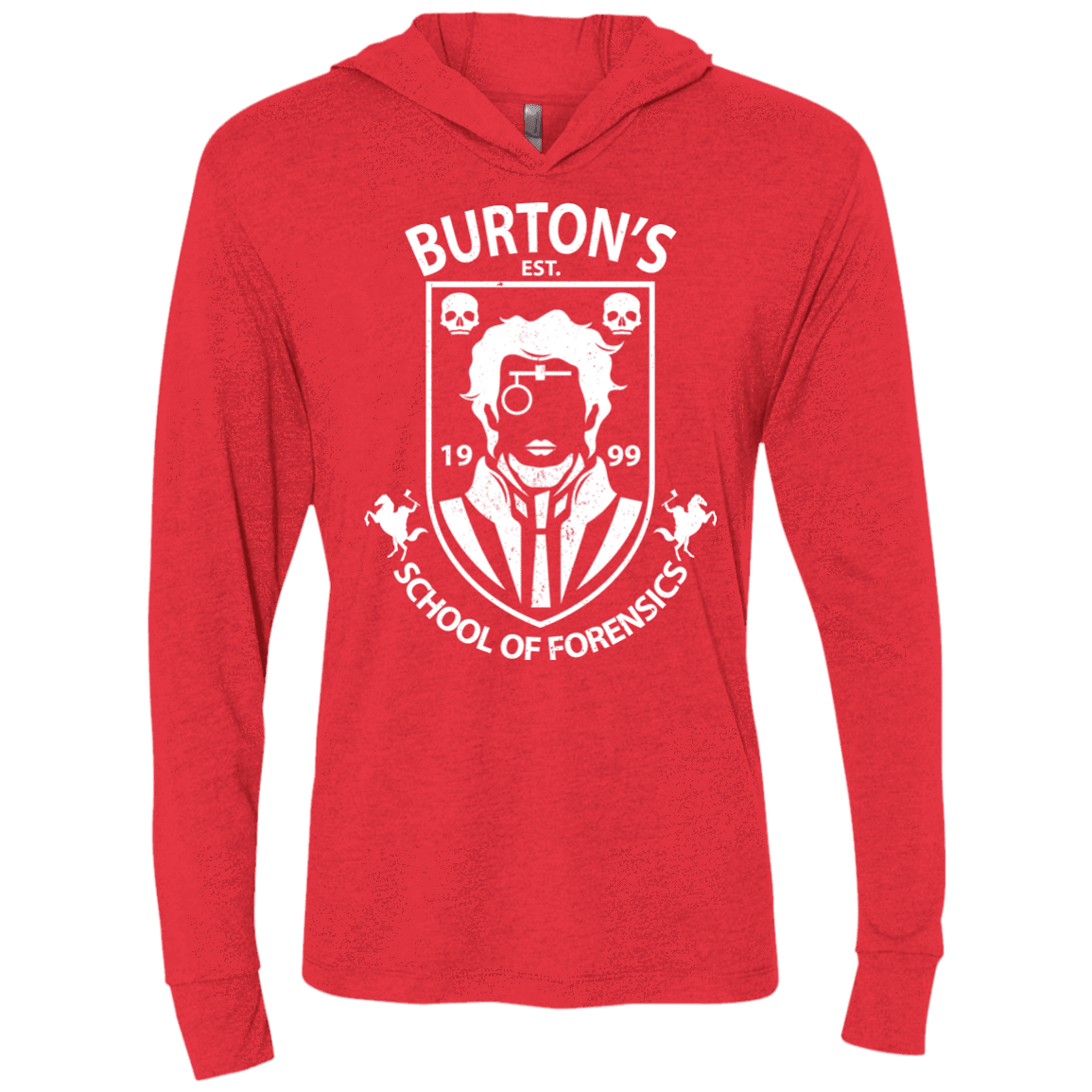 T-Shirts Vintage Red / X-Small Burtons School of Forensics Triblend Long Sleeve Hoodie Tee