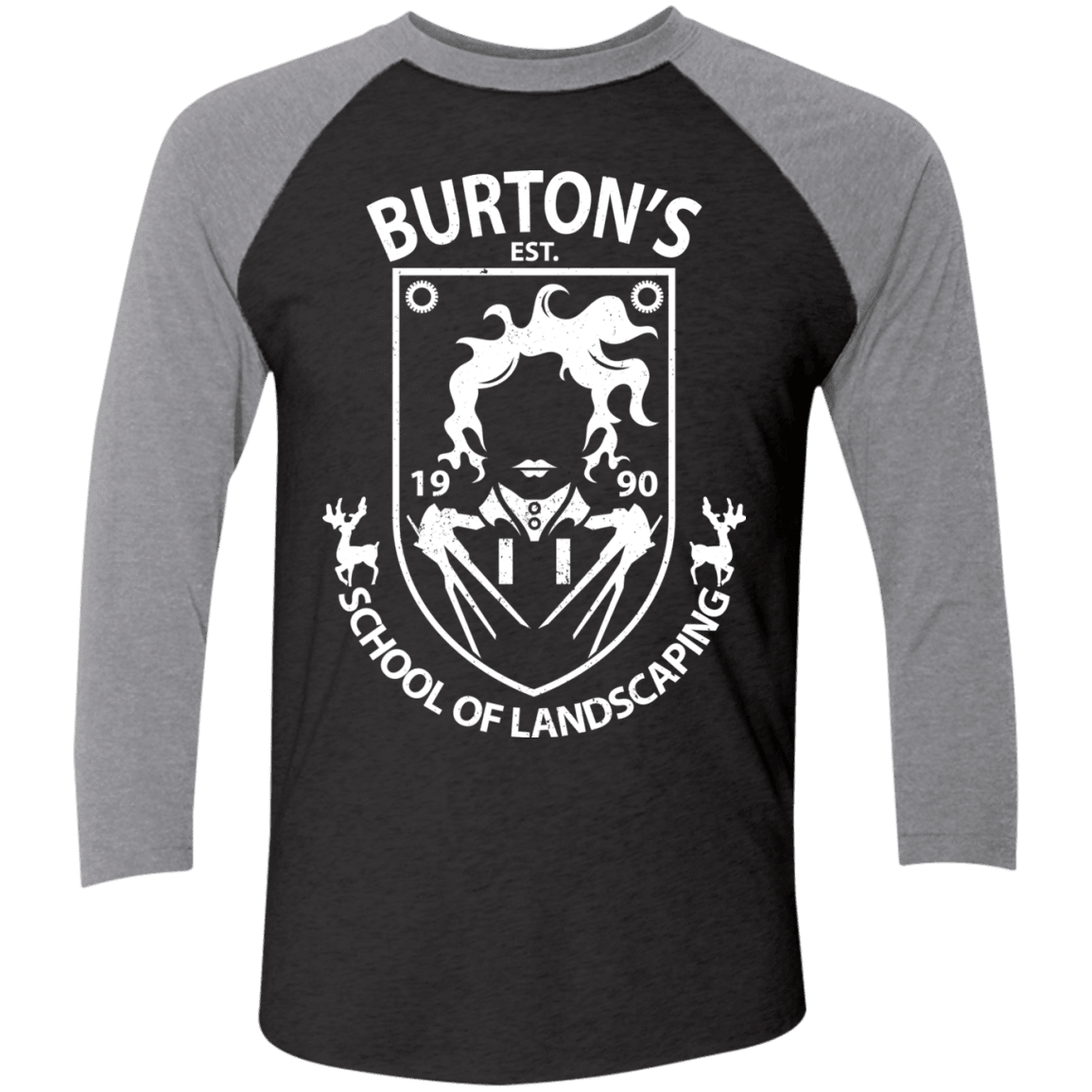 T-Shirts Vintage Black/Premium Heather / X-Small Burtons School of Landscaping Men's Triblend 3/4 Sleeve