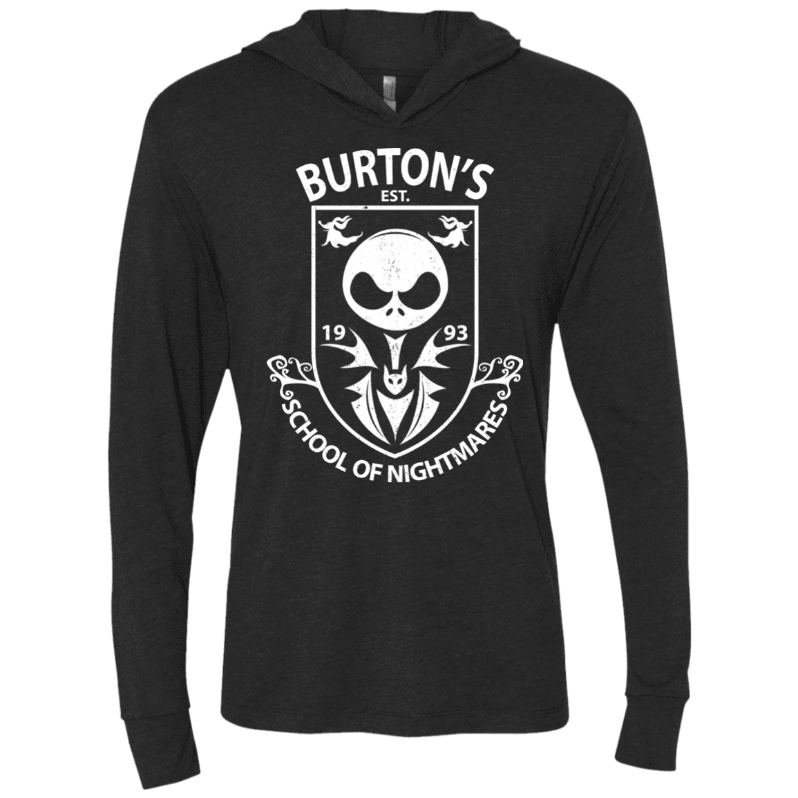 T-Shirts Vintage Black / X-Small Burtons School of Nightmares Triblend Long Sleeve Hoodie Tee