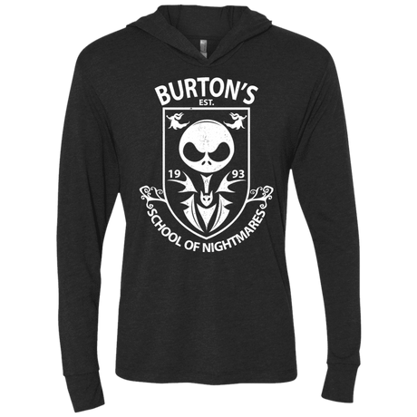 T-Shirts Vintage Black / X-Small Burtons School of Nightmares Triblend Long Sleeve Hoodie Tee