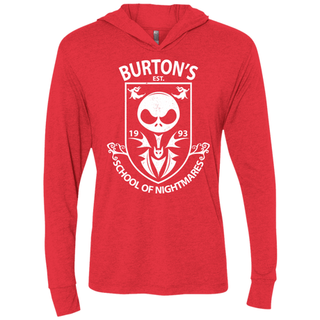 T-Shirts Vintage Red / X-Small Burtons School of Nightmares Triblend Long Sleeve Hoodie Tee