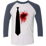 T-Shirts Heather White/Indigo / X-Small Butcher tie Men's Triblend 3/4 Sleeve