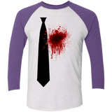 T-Shirts Heather White/Purple Rush / X-Small Butcher tie Men's Triblend 3/4 Sleeve