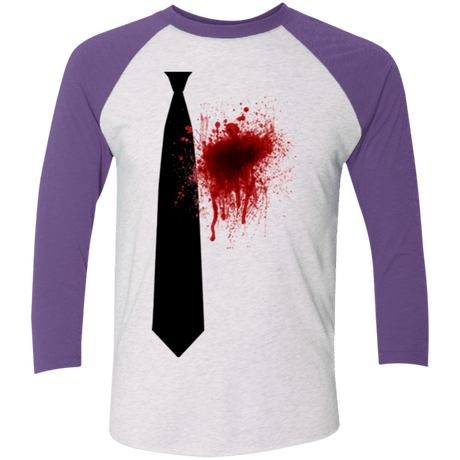 T-Shirts Heather White/Purple Rush / X-Small Butcher tie Men's Triblend 3/4 Sleeve