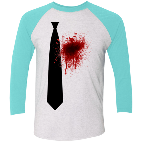 T-Shirts Heather White/Tahiti Blue / X-Small Butcher tie Men's Triblend 3/4 Sleeve