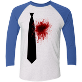 T-Shirts Heather White/Vintage Royal / X-Small Butcher tie Men's Triblend 3/4 Sleeve