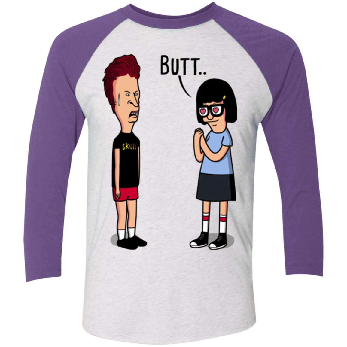 T-Shirts Heather White/Purple Rush / X-Small butt.. Men's Triblend 3/4 Sleeve