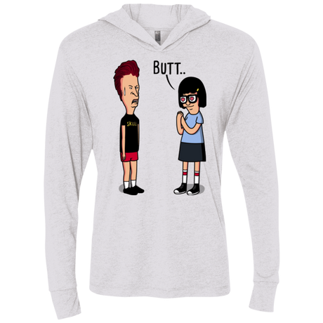 T-Shirts Heather White / X-Small butt.. Triblend Long Sleeve Hoodie Tee