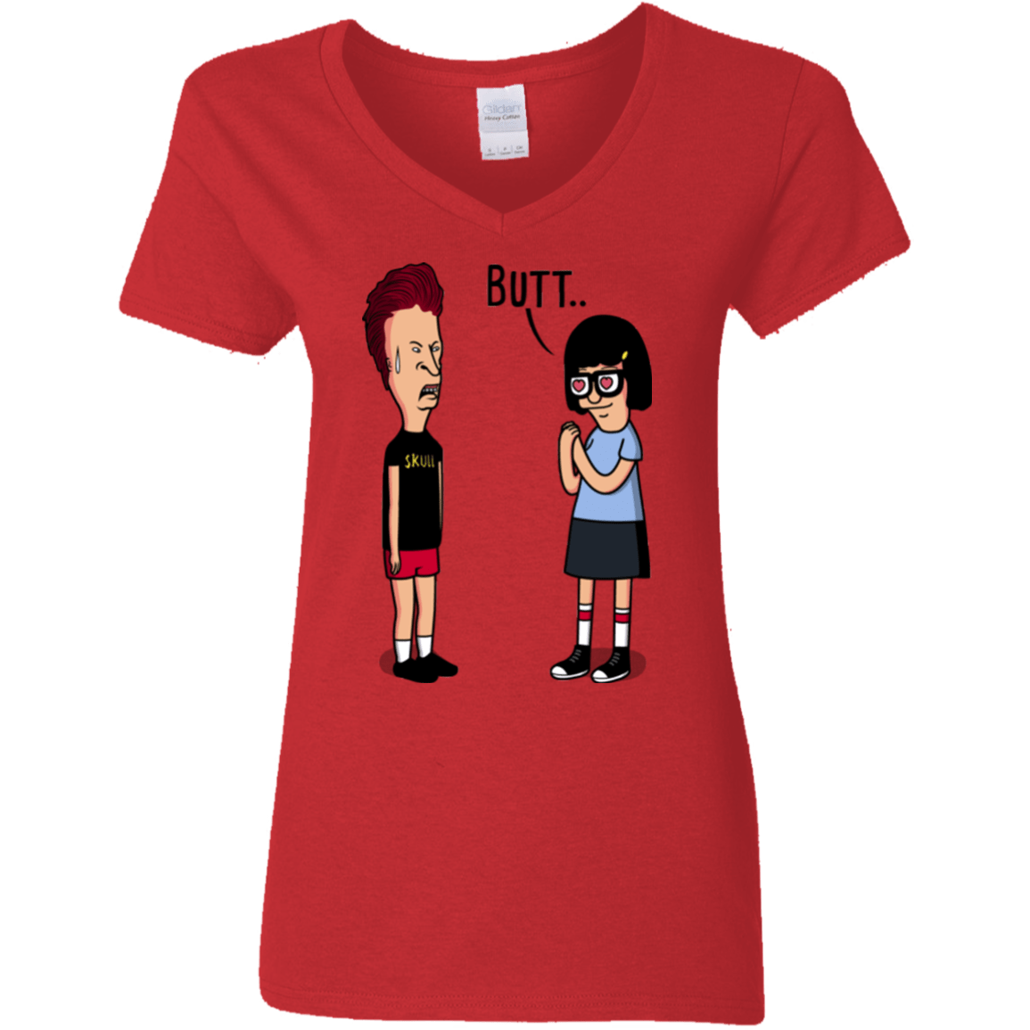 T-Shirts Red / S butt.. Women's V-Neck T-Shirt