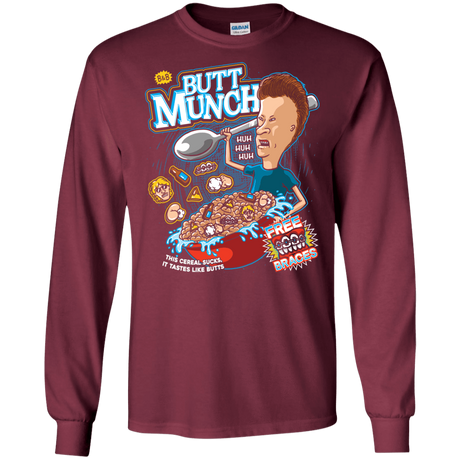 T-Shirts Maroon / S Buttmunch Cereal Men's Long Sleeve T-Shirt