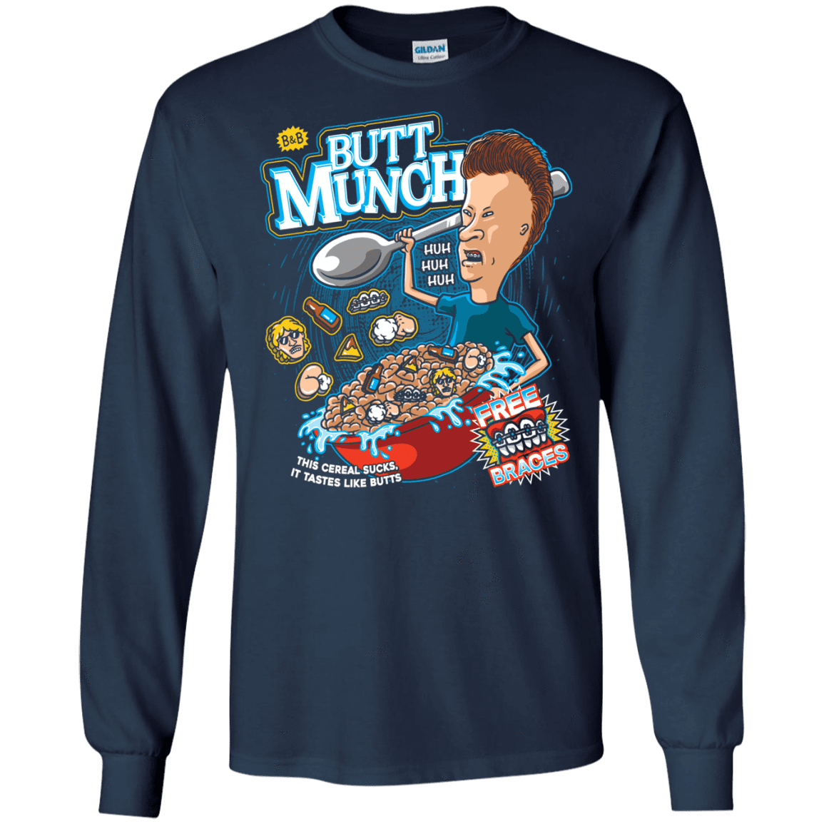 T-Shirts Navy / S Buttmunch Cereal Men's Long Sleeve T-Shirt