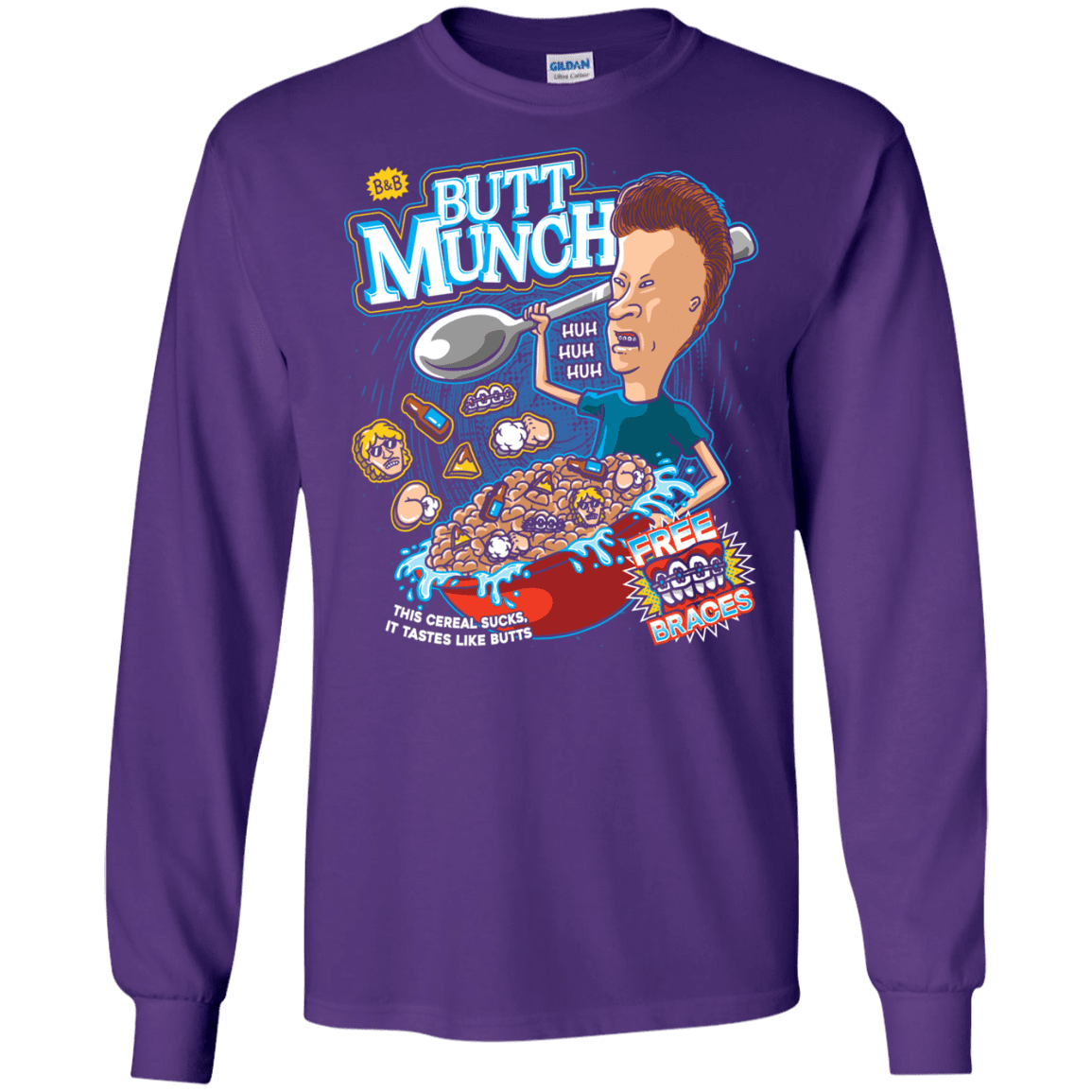 T-Shirts Purple / S Buttmunch Cereal Men's Long Sleeve T-Shirt